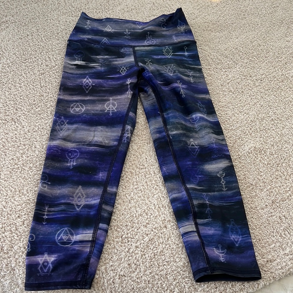 Flexure Body Wear Purple Crop Leggings Wide Waistband High Waist M